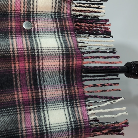 Sigrid Olsen Black/Pink Plaid/Fringe Button Down Jacket/ Shirt,Size S. - Picture 6 of 10